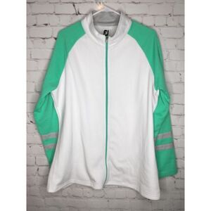 NWOT FootJoy Women Size XL White/Green High Neck Full Zip Mid Layer Golf Jacket